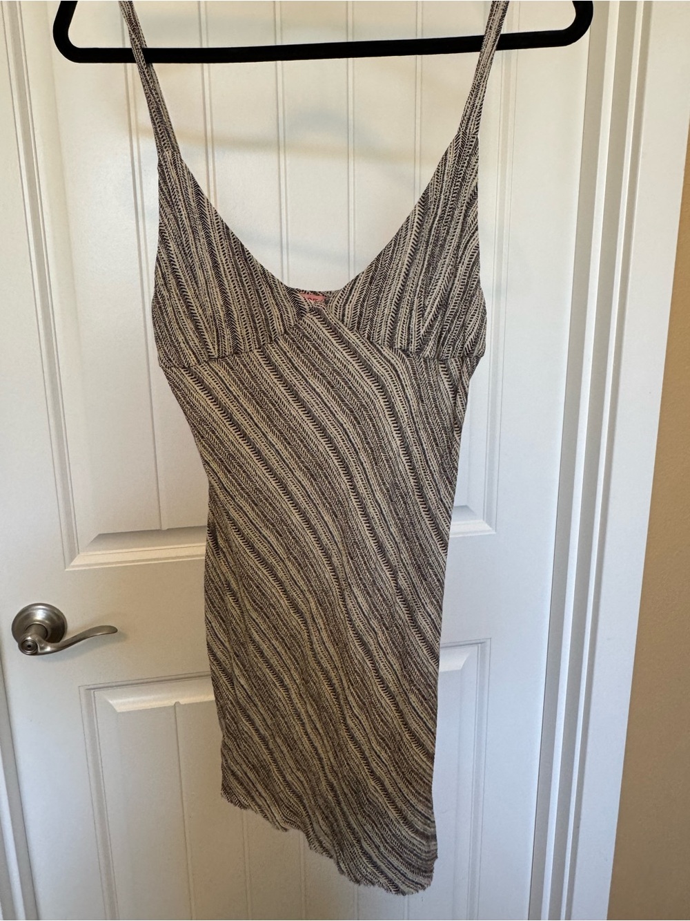 Verge Girl Neutral Striped Mini Slip Dress